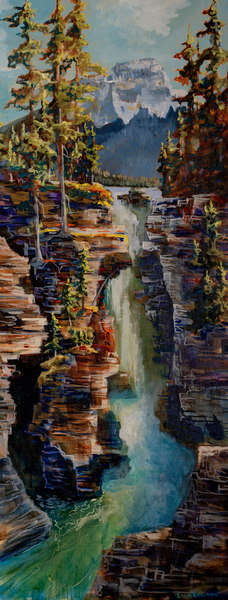 Emily Lozeron,   Below Athabasca Falls 16x40