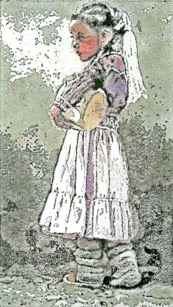 George Traicheff, Before the Parade, stone lithograph
