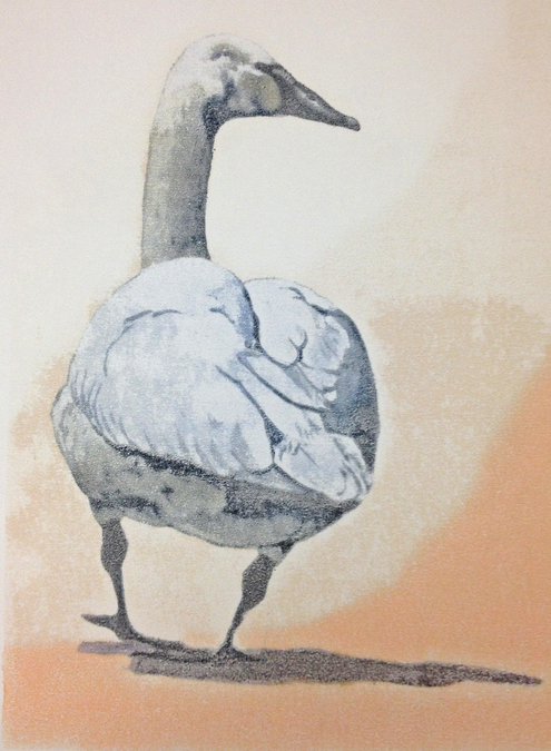 George Traicheff, Graceful Waddle, stone lithograph