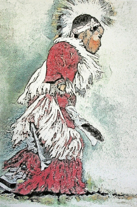 George Traicheff, Okanogan Dancer, stone lithograph