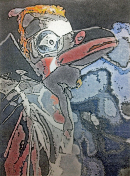 George Traicheff, Raven Dancer, stone lithograph