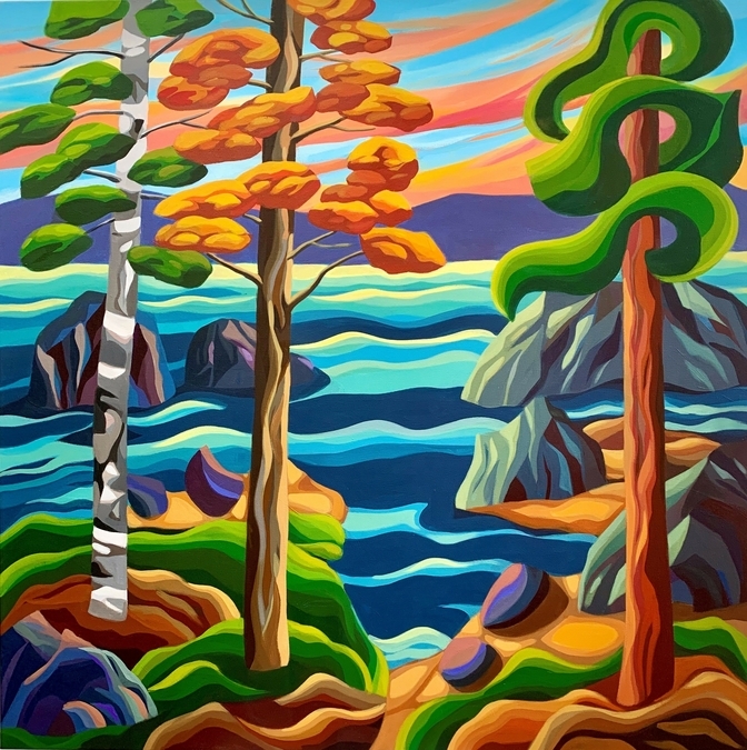 Jodie Blaney, Gulf Island Sunrise, 36x36