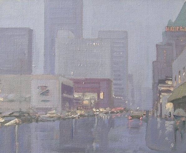 Peter Ewart, Rainy Day Vancouver, Burrard near Robson